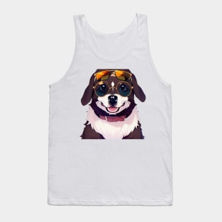 Happy Dog With Glasses Sticker Tank Top